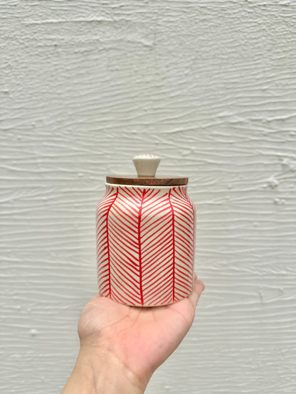 Morwee red  Abstract check air tight jar