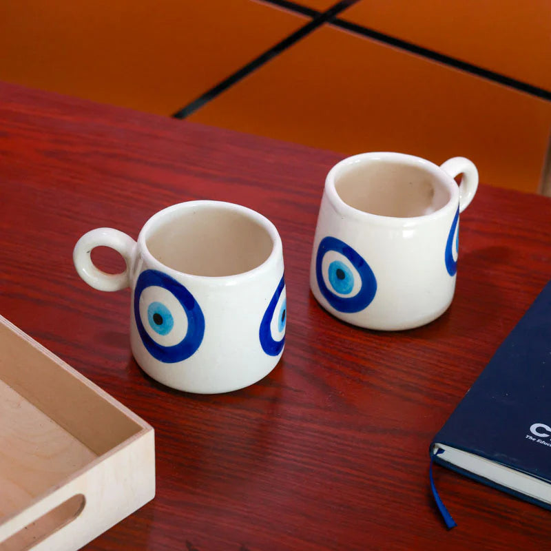 Morwee Evil eye Coffee Mug (400 mL) - Set Of Two