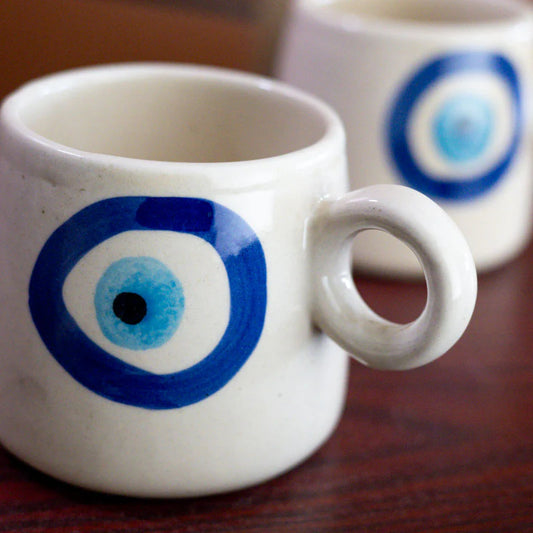 Morwee Evil eye Coffee Mug (400 mL) - Set Of Two