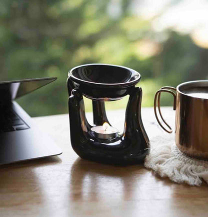 Morwee Ceramic Candle Diffuser Hand Shape Diffuser Black