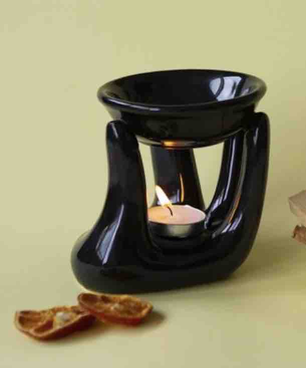 Morwee Ceramic Candle Diffuser Hand Shape Diffuser Black