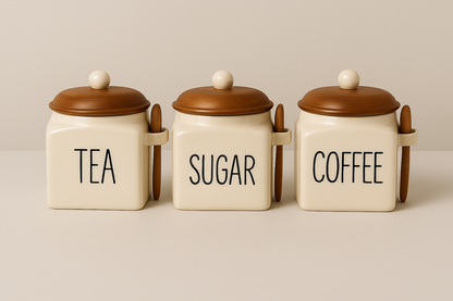 Morwee Glossy White Tea Storage Jar set of 3