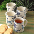 Morwee Set of 4 Blue Tropica Deer Coffee Mugs (300 ML)