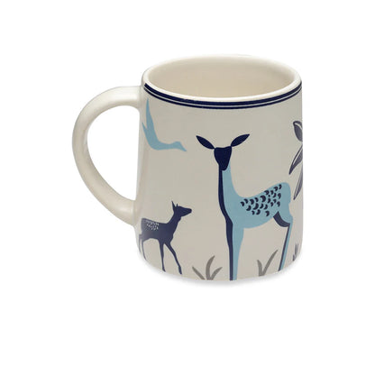 Morwee Set of 4 Blue Tropica Deer Coffee Mugs (300 ML)