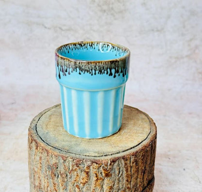 Morwee ceramic Cutting Chai Glasses Stand with holder set of 6