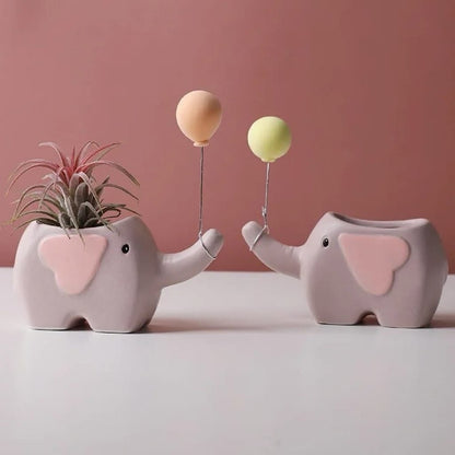 MORWEE Ceramic Cute Elephant Succulent Pot For Home Decor