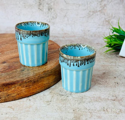 Morwee ceramic Cutting Chai Glasses Stand with holder set of 6