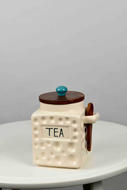 MORWEE Air Tight Containers for Kitchen Storage | Tea Sugar Container Set of 3 | Wooden Lid Container