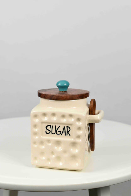 MORWEE Air Tight Containers for Kitchen Storage | Tea Sugar Container Set of 3 | Wooden Lid Container